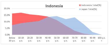 Population/population ratio by age and sex (10 y.o. range) _Indonesia